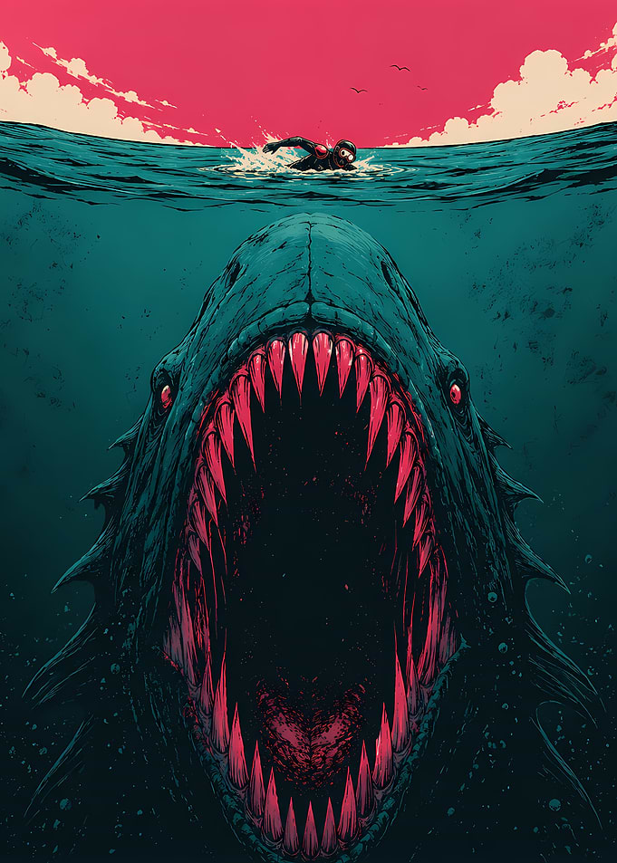 Giant Shark Attacks Swimmer