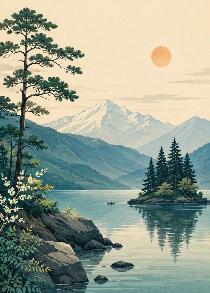Serene Mountain Lake Landscape