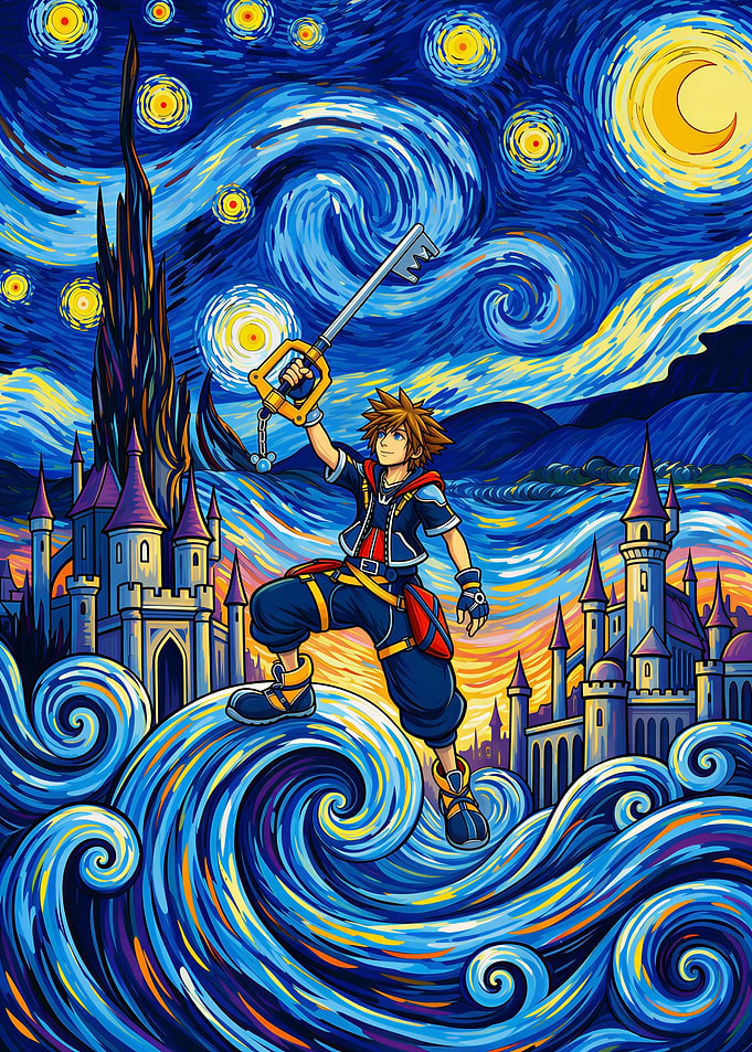 Sora in Starry Night Style