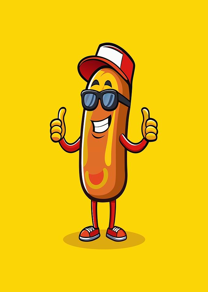 Cool Hot Dog Character Giving Thumbs Up