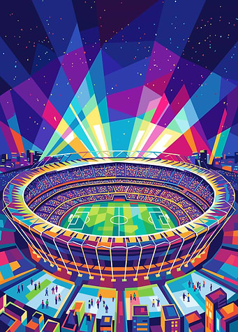 Vibrant Soccer Stadium at Night