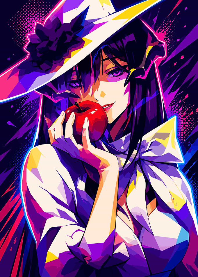Anime Witch with Red Apple