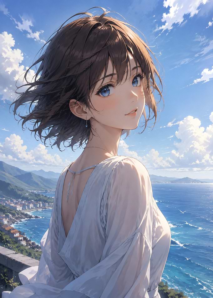 Anime Girl by the Sea