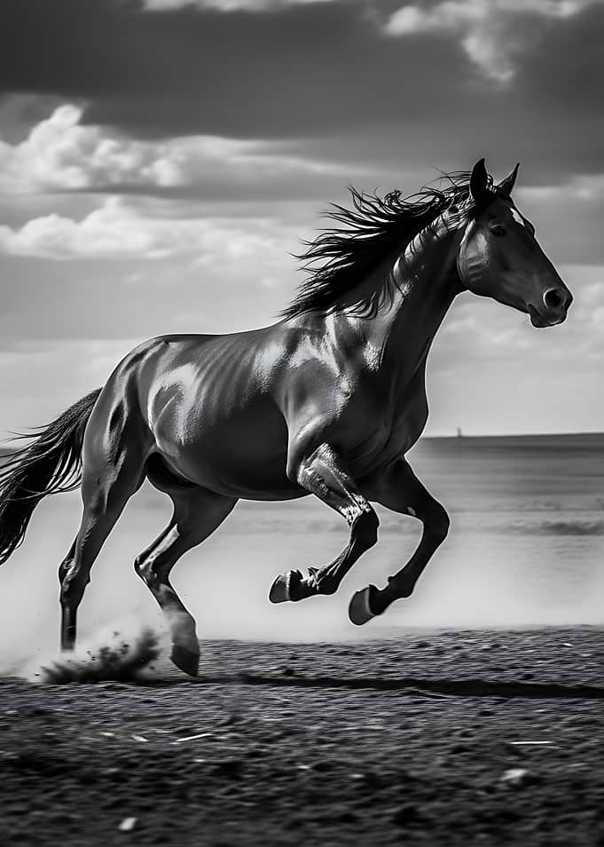 Horse Running on Beach