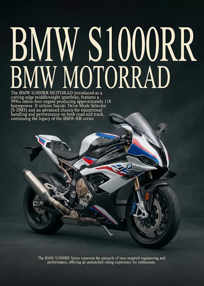 sleek BMW S1000RR Motorcycle dynamic poster