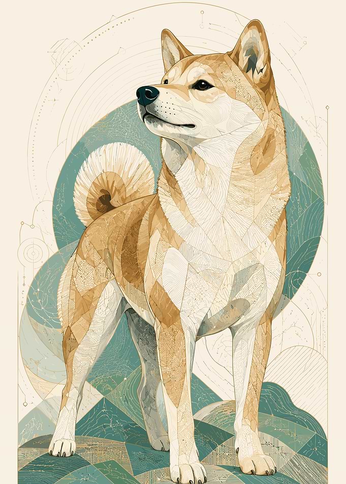 Shiba Inu with Geometric Background