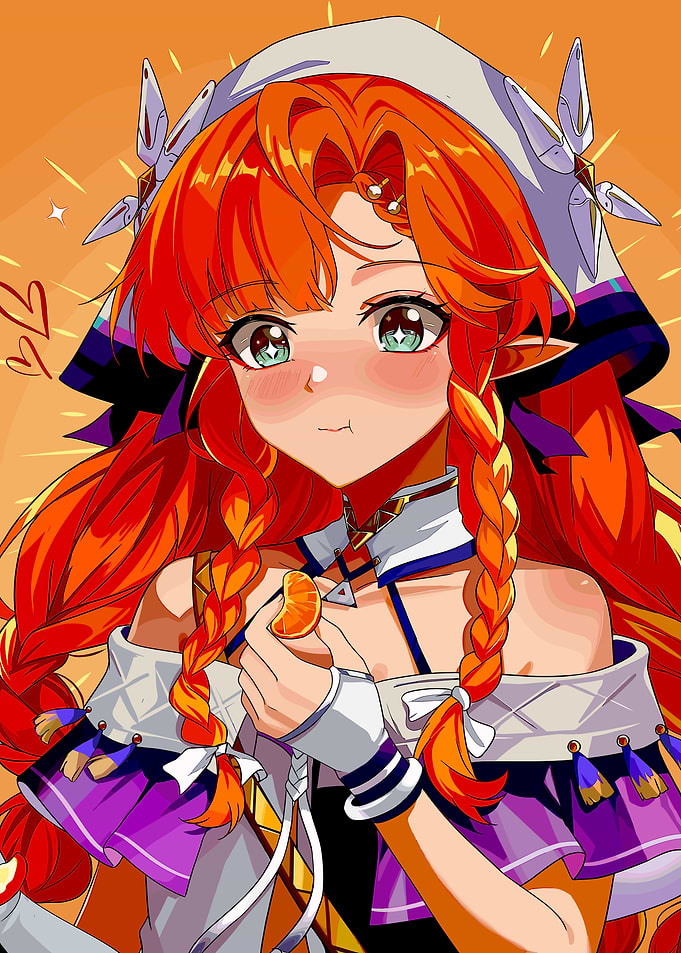 Anime Girl Eating a Mandarin Orange