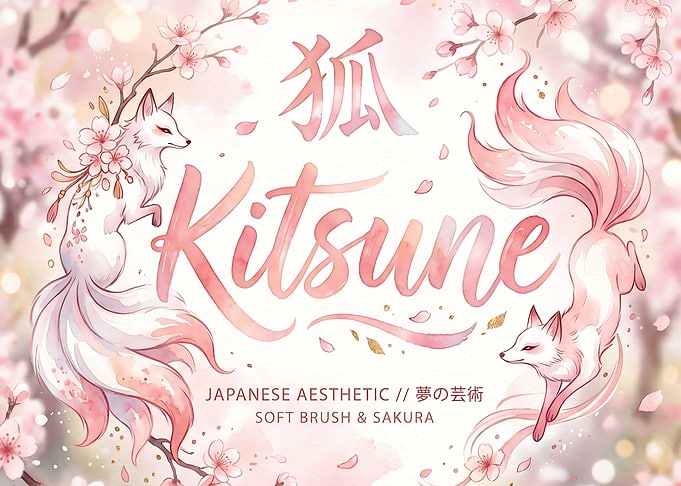 Kitsune with Sakura Blossoms