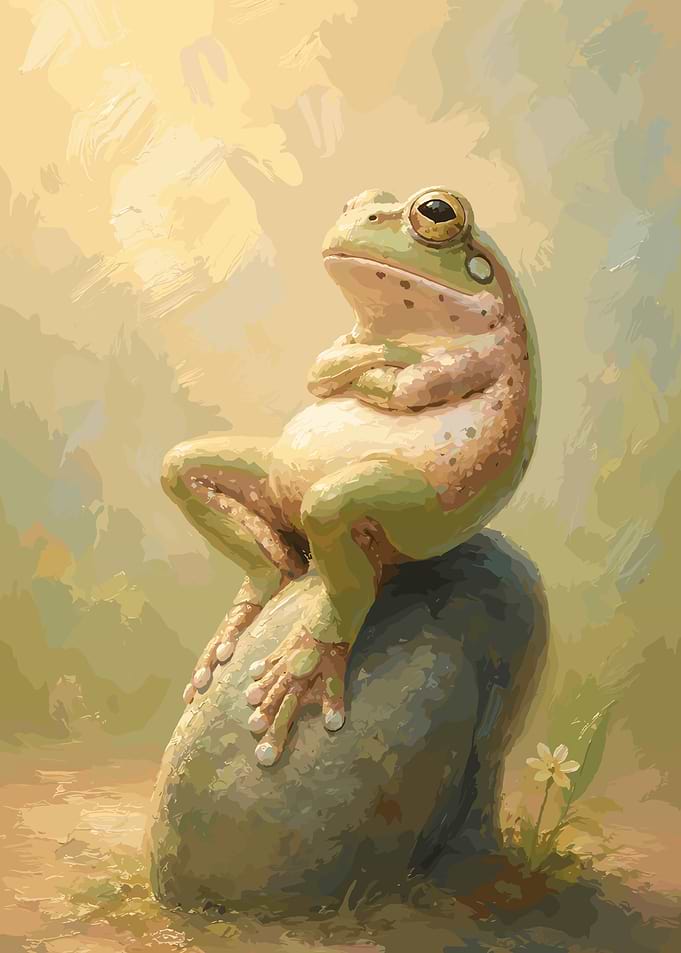 Frog Sitting on a Rock