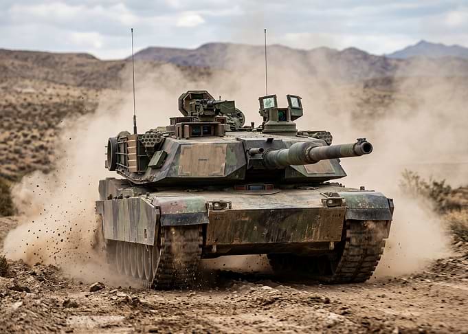 Tank in Desert Terrain