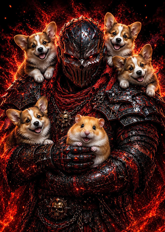 Dark Knight with Cute Animals