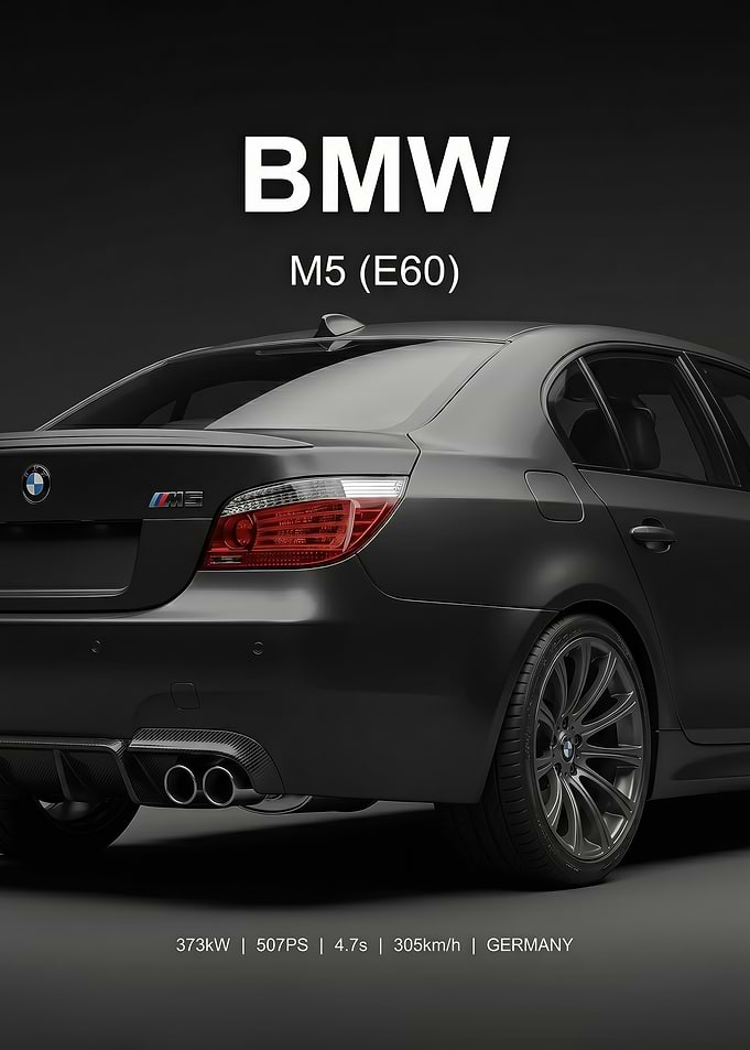 close up Black BMW M5 E60 sleek car poster
