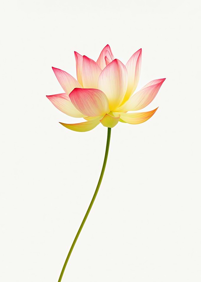 Single Pink and Yellow Lotus Flower