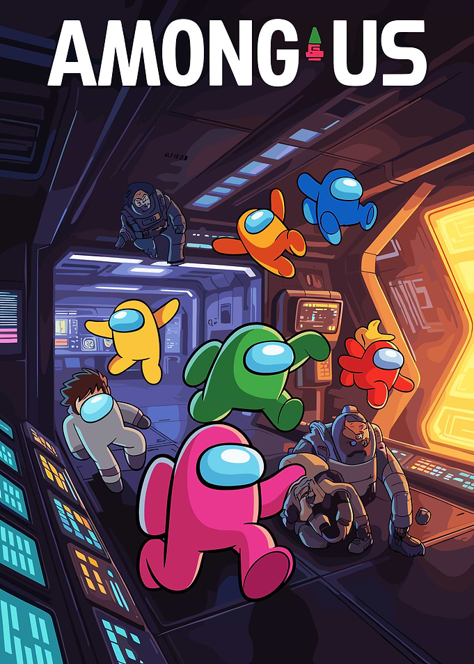 Among Us Crewmates in Spaceship