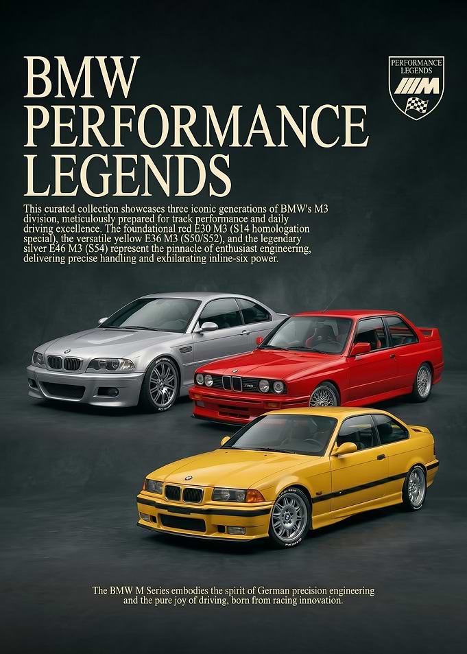 BMW M3's Performance Legends Poster