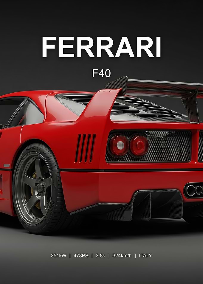close up sleekFerrari F40 Rear View poster