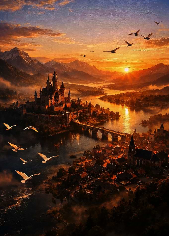 Fantasy Castle at Sunset