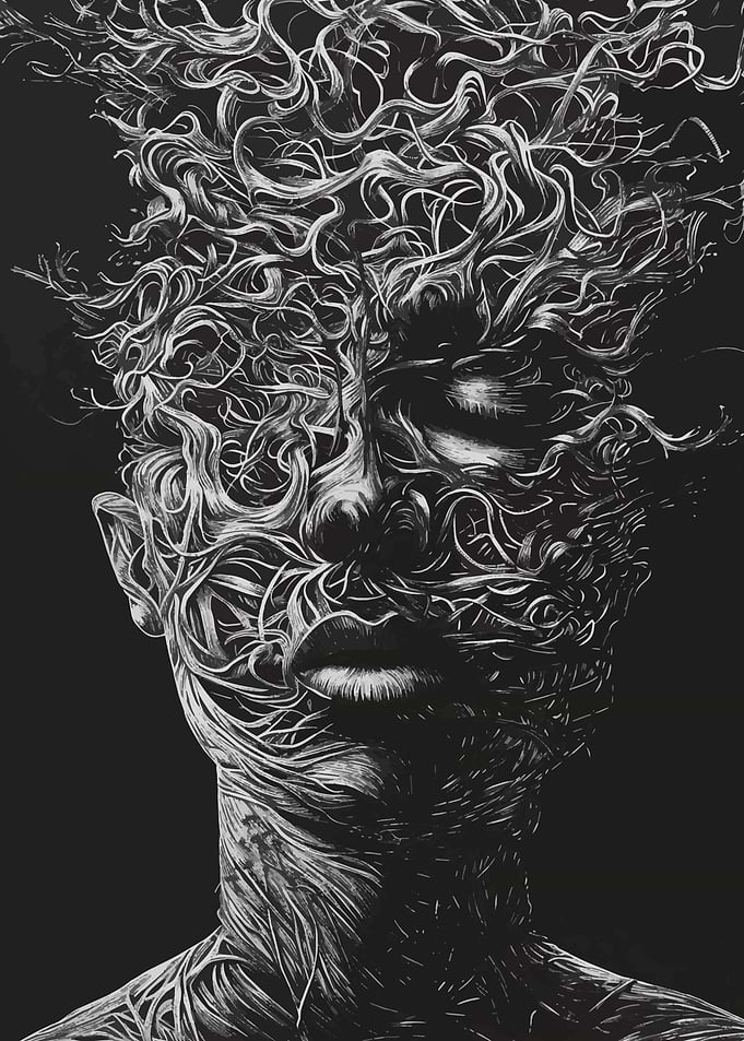 Abstract Face with Organic Textures