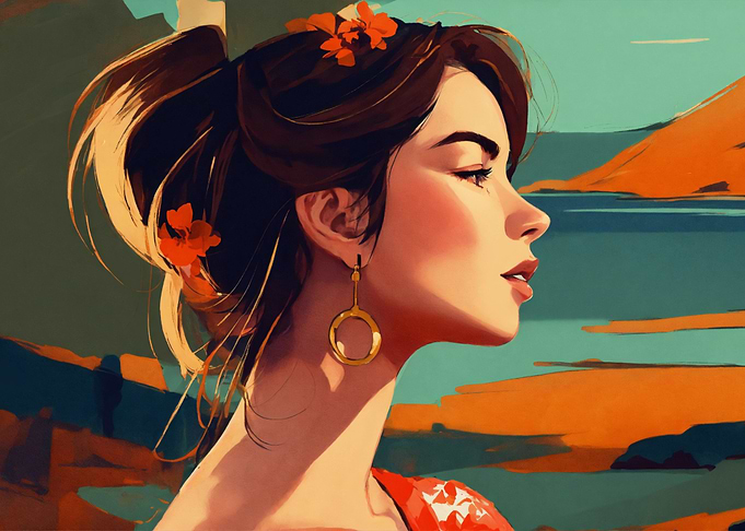 Woman with Flowers in Hair