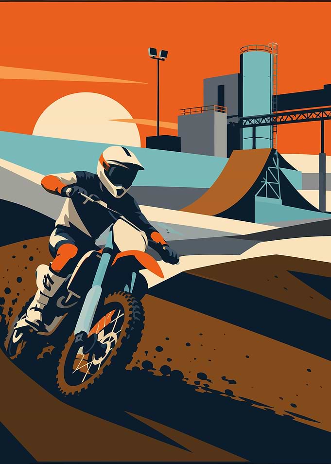 Motocross Rider at Sunset