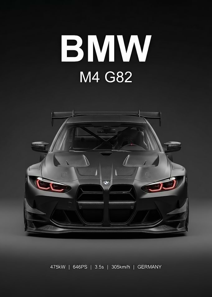 sleek black BMW M4 Race Car poster