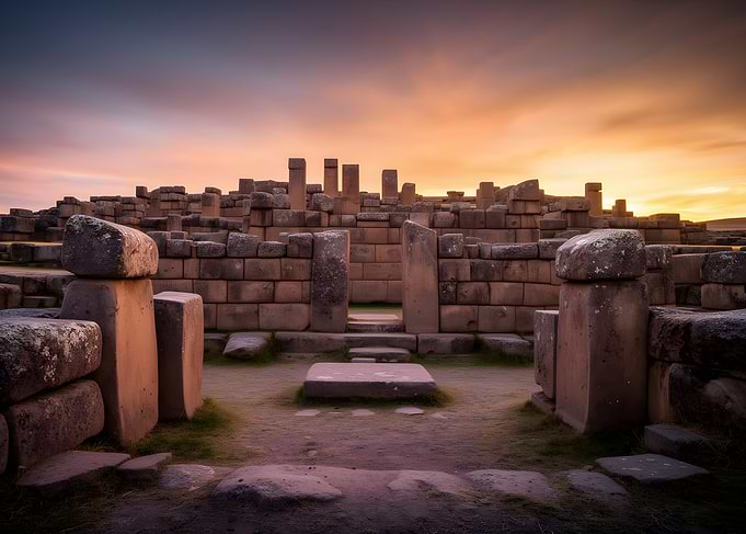 Ancient Stone Ruins at Sunset
