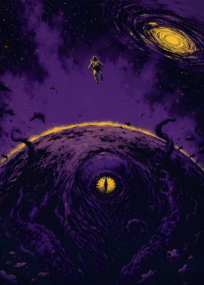 Cosmic Horror Planet with Astronaut