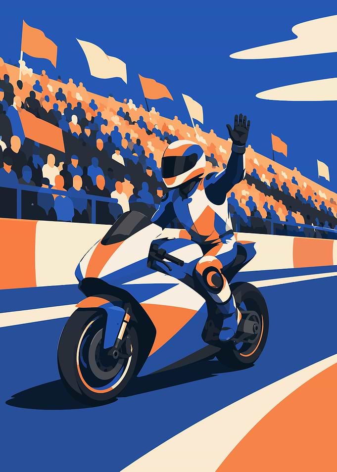 MotoGP Racer Waving to Crowd