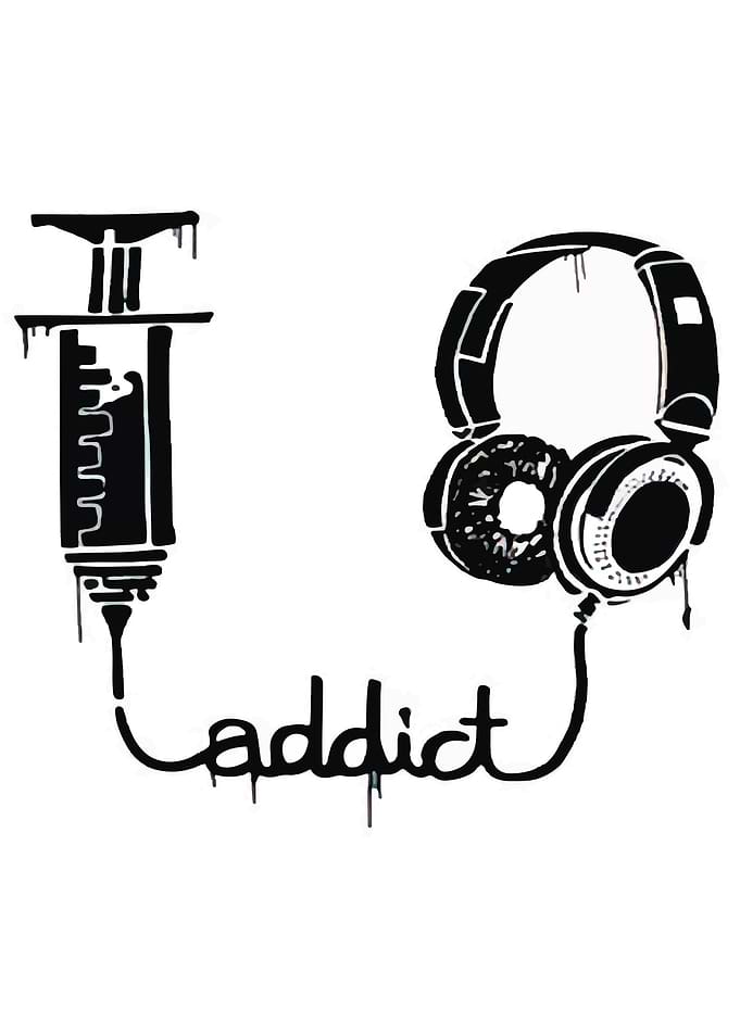 Syringe and Headphones Addict Art