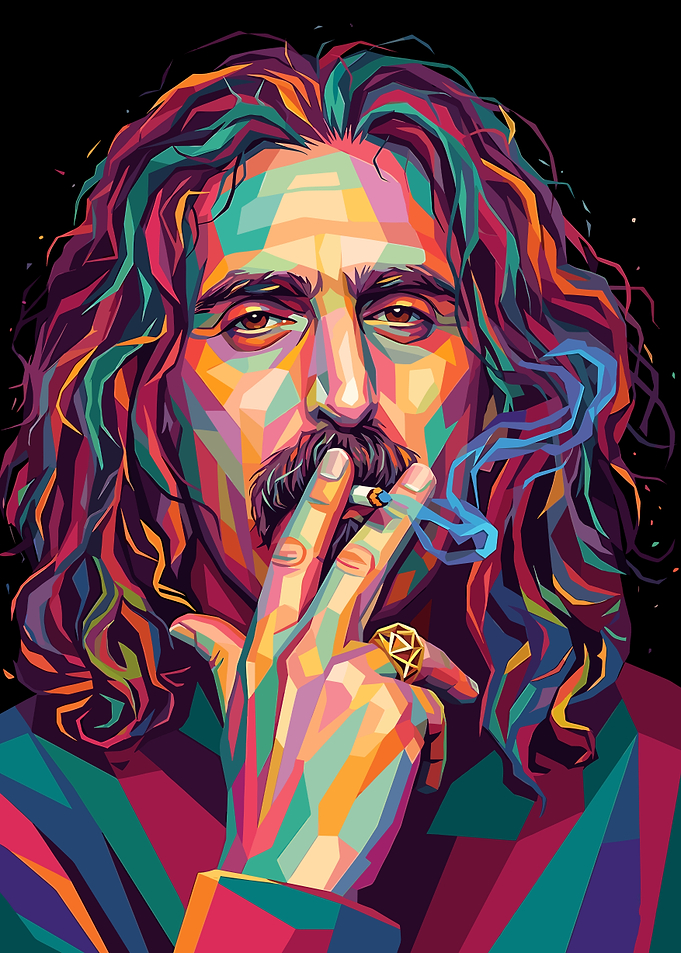 Colorful Portrait of Frank Zappa Smoking