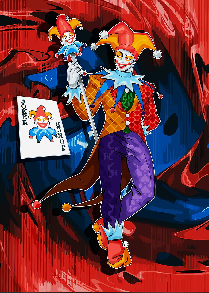 Joker Character with Playing Card