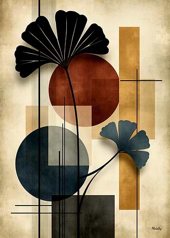 Japandi Ginkgo Geometry No. 02 – Japanese Ginkgo Wall Art
