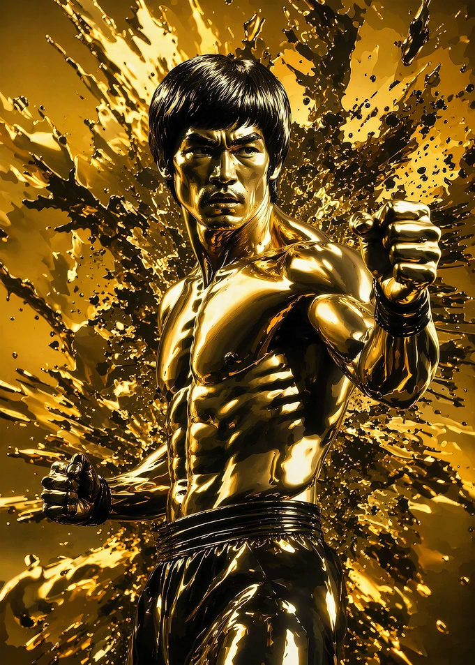 Golden Bruce Lee Statue