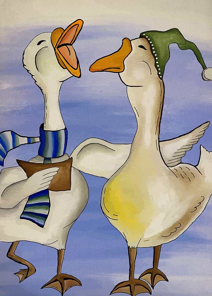 Two Geese Singing Carols
