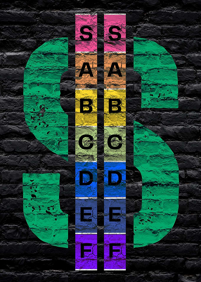 Dollar Sign with Lettered Blocks S Tier List Metal Displate