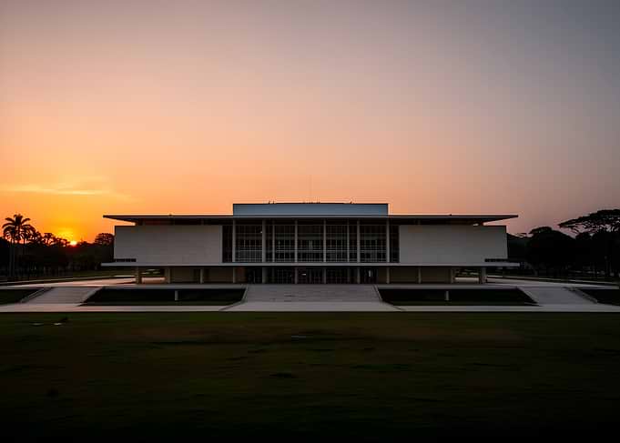 Modern Building at Sunset