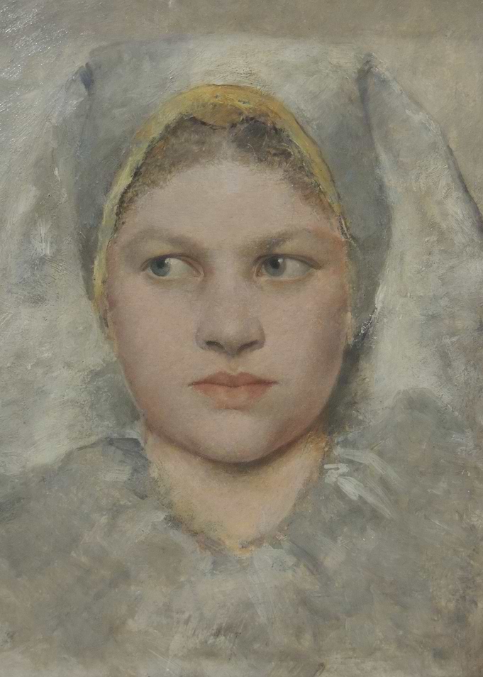 Portrait of a Young Woman in Traditional Headwear