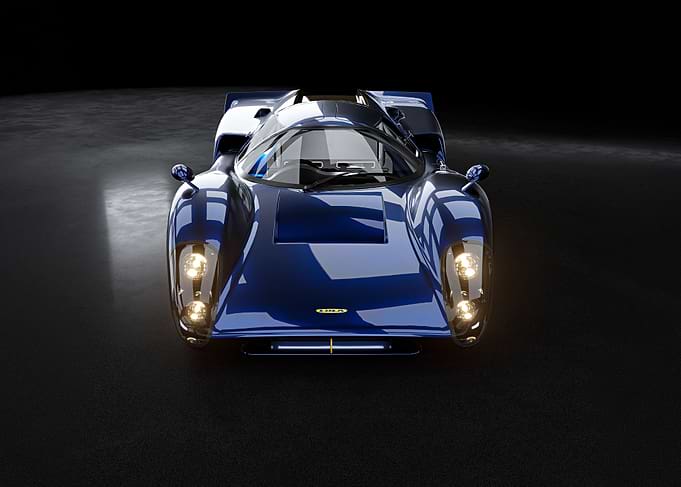 Blue Race Car Front View
