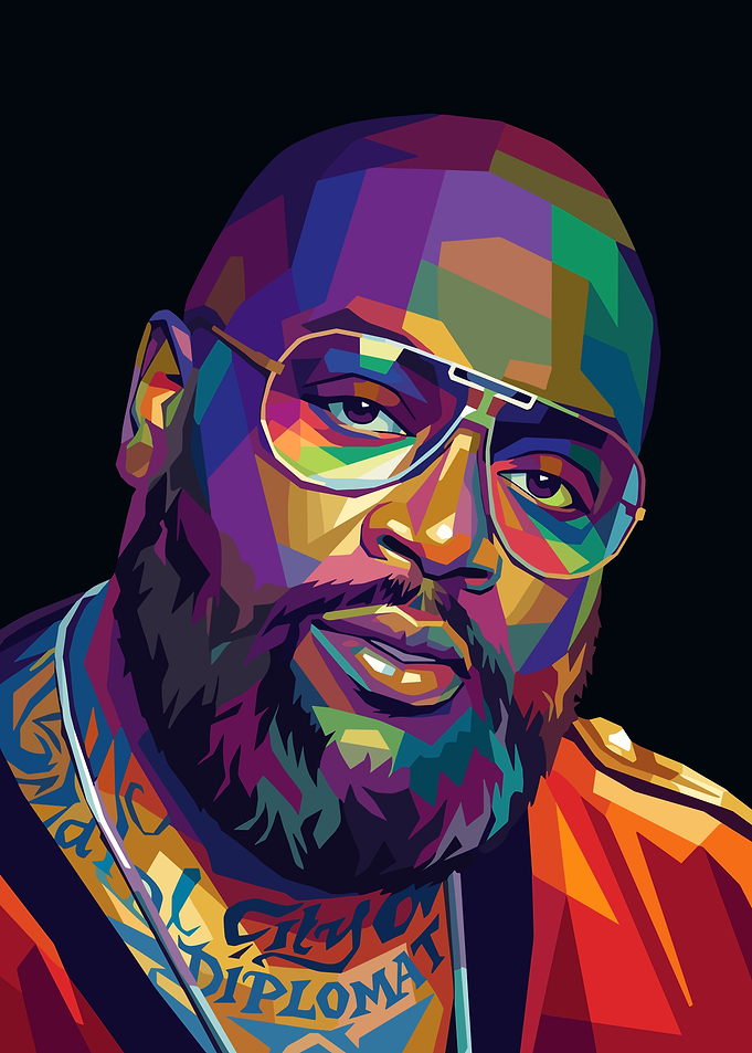 Colorful Portrait of a Rick Ross with Glasses