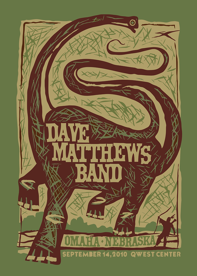 Dave Matthews Band Dinosaur Concert Poster
