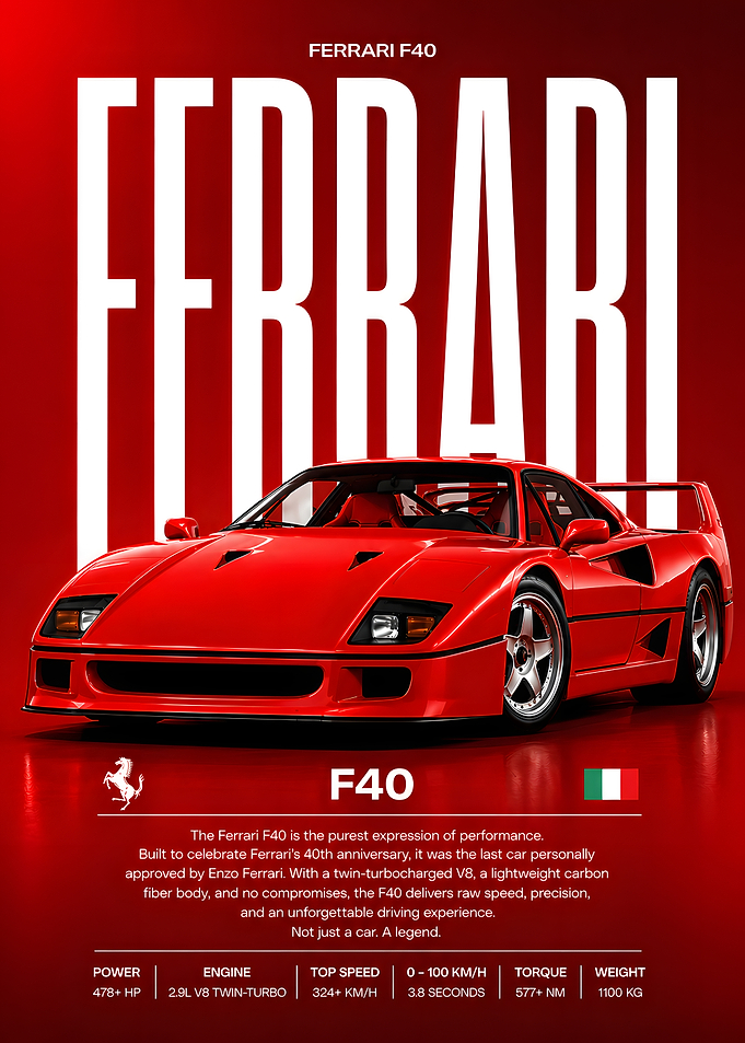 Red Ferrari F40 Poster