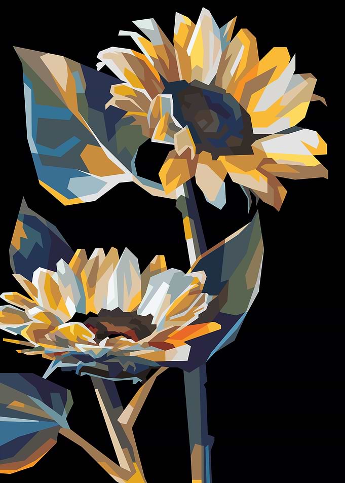 sunflower illustration in pop art style