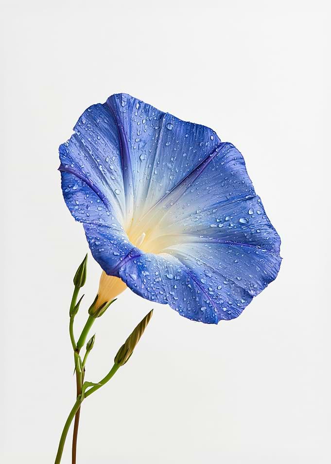 Blue Morning Glory with Water Droplets