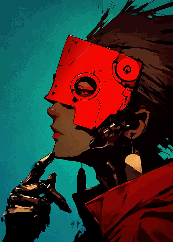 Cyberpunk Character with Red Mask