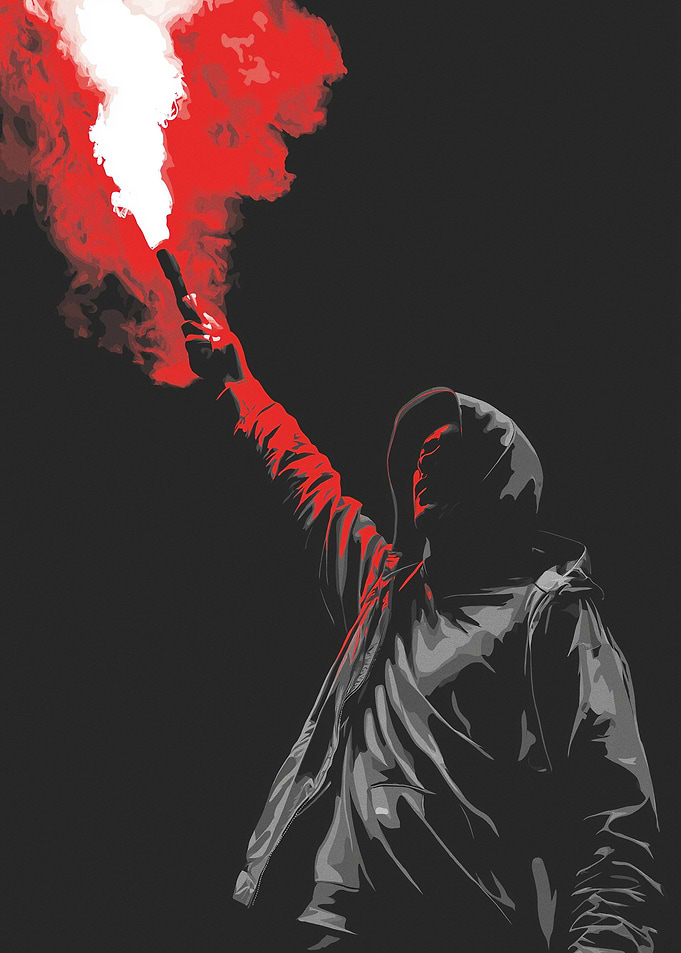 Person Holding Red Flare