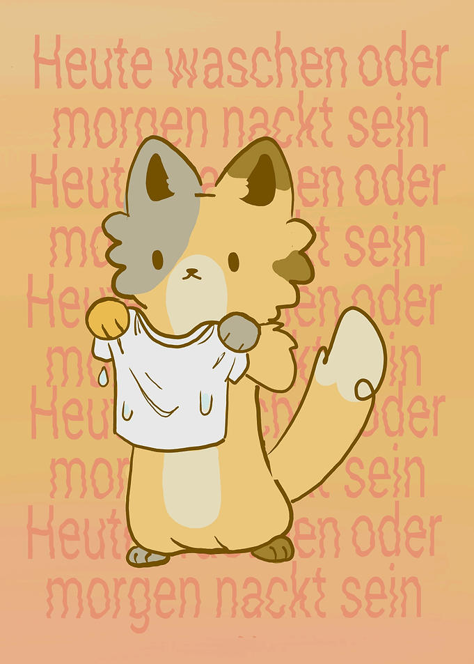 Cute Cat Holding Wet T-Shirt