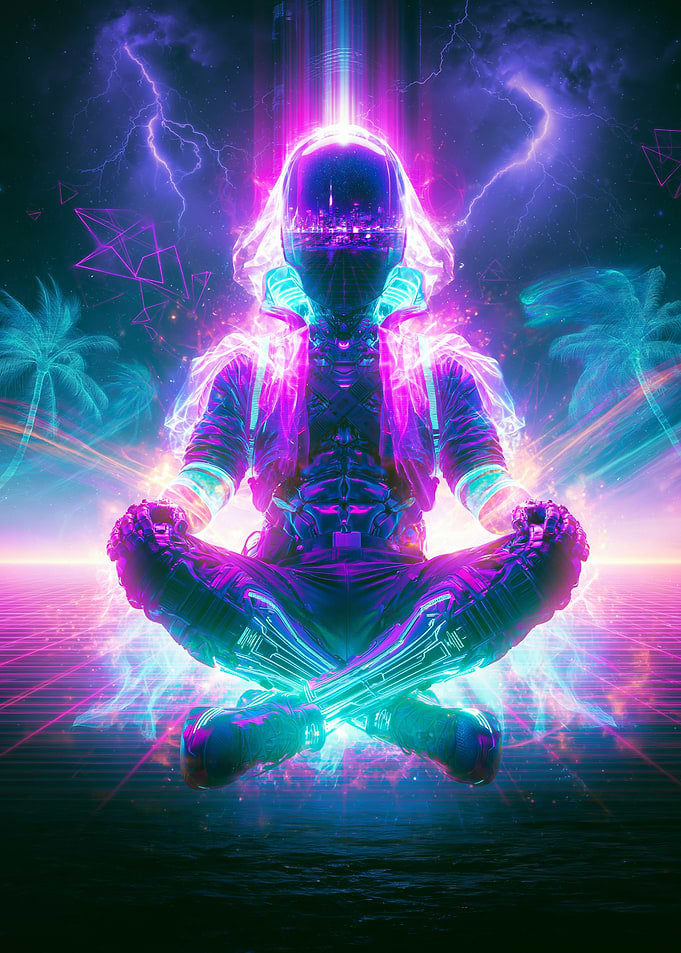 Cyberpunk Figure Meditating