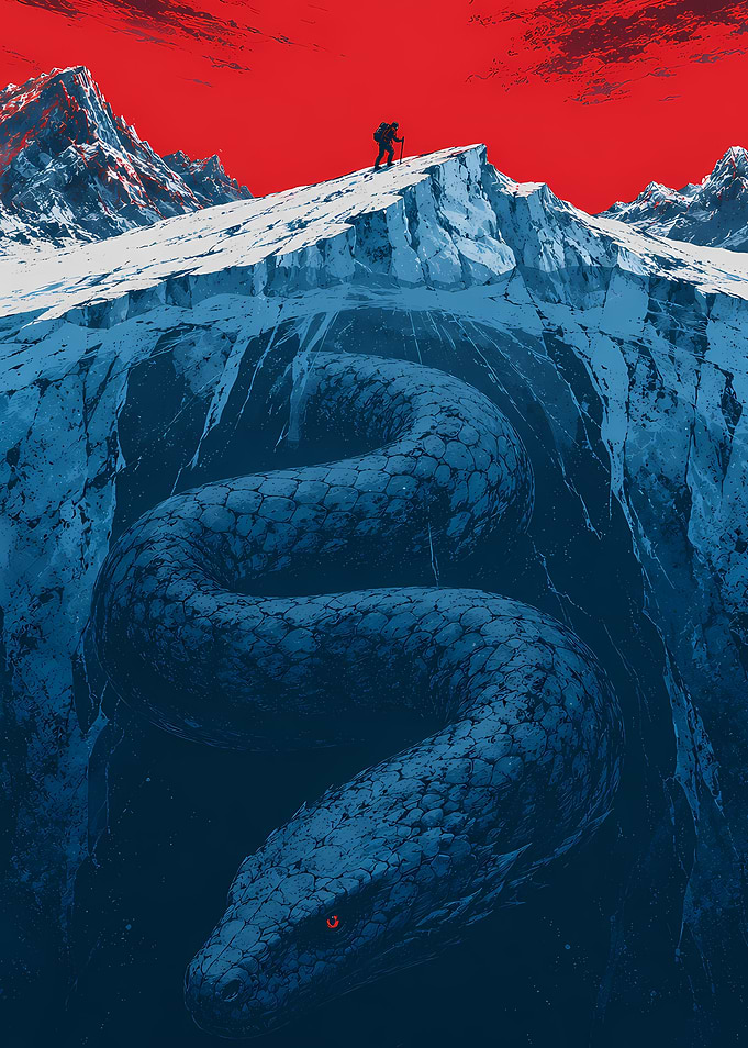 Giant Serpent Emerging from Ice