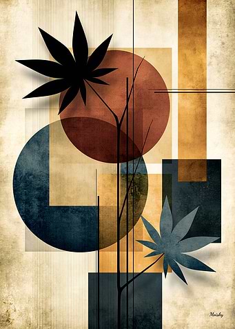 Japandi Momiji Geometry No. 01 – Japanese Maple Wall Art