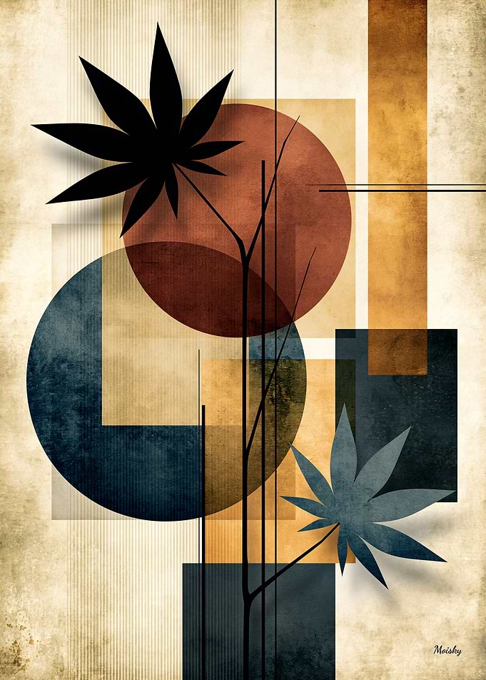 Japandi Momiji Geometry No. 01 – Japanese Maple Wall Art
